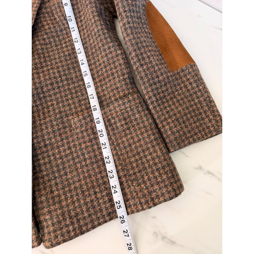 John Meyer Vintage Brown Tweed Houndstooth Blazer Elbow Patches Womens 8 - Picture 12 of 15